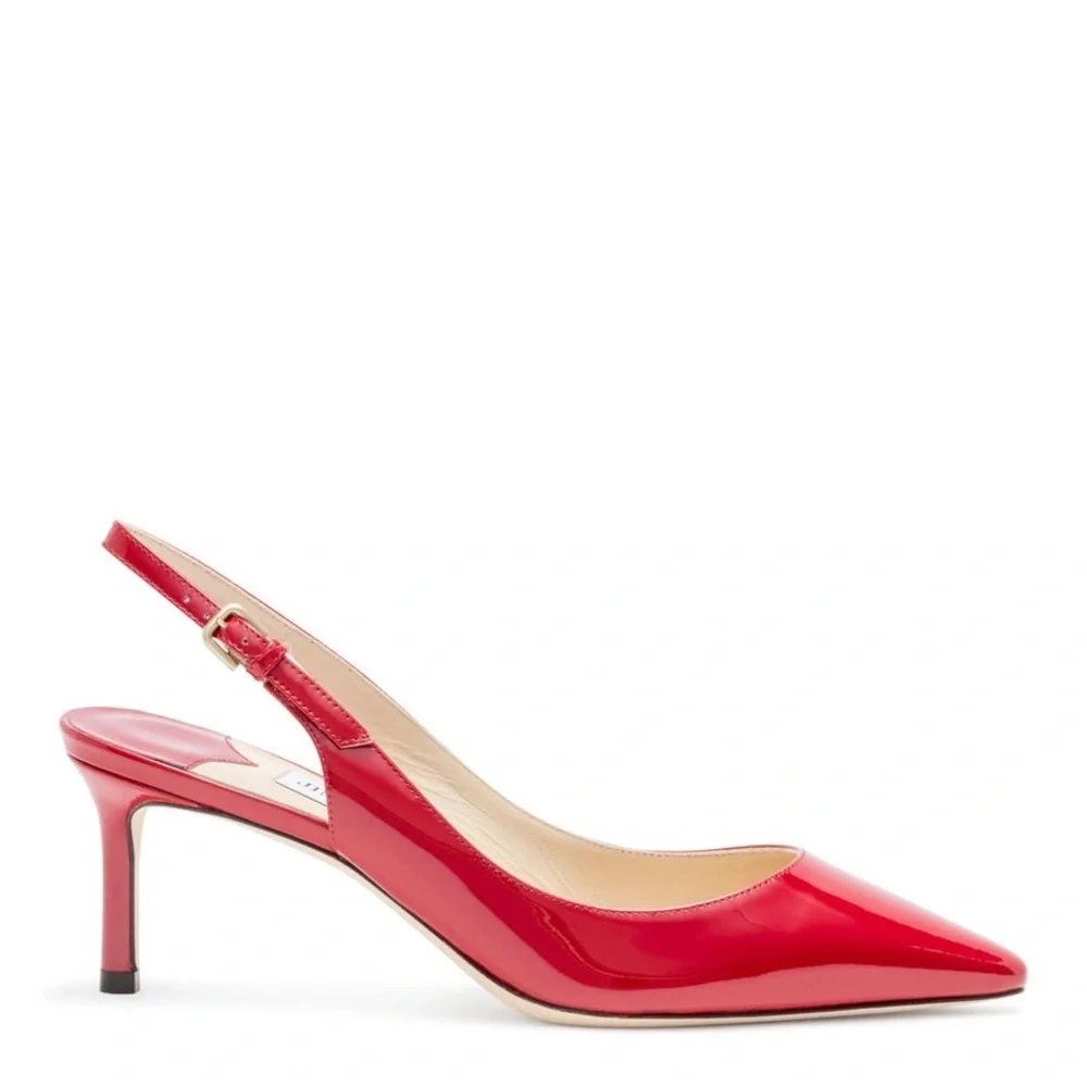 Jimmy Choo Erin 60 slingback kitten heel pumps in red patent leather - Picture 2 of 7